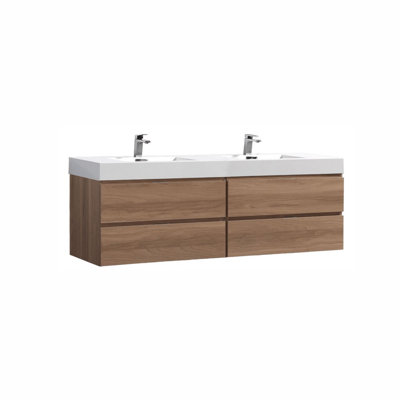 Meuble-lavabo double avec plateau en acrylique 71,63 po Bliss