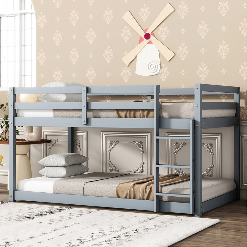 Lit simple surélevé en bois d'hévéa gris gris - pour un mouvement sans effort de haut en bas fabriqué en bois muni d'un sommeil douillet