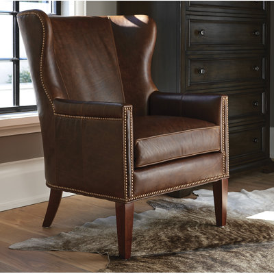 Fauteuil à oreilles en cuir Avery