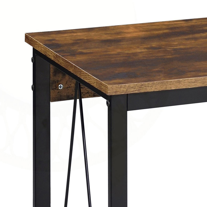 Bublava en chêne patiné et noir avec base en métal, parfait pour les bureaux modernes et les espaces compacts.