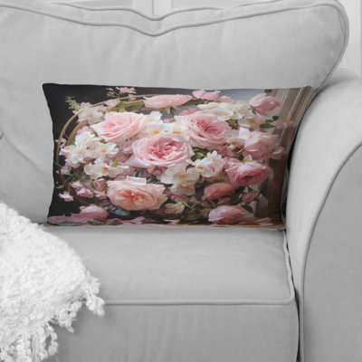 Coussin rose avec impression romantique «I Wreath»