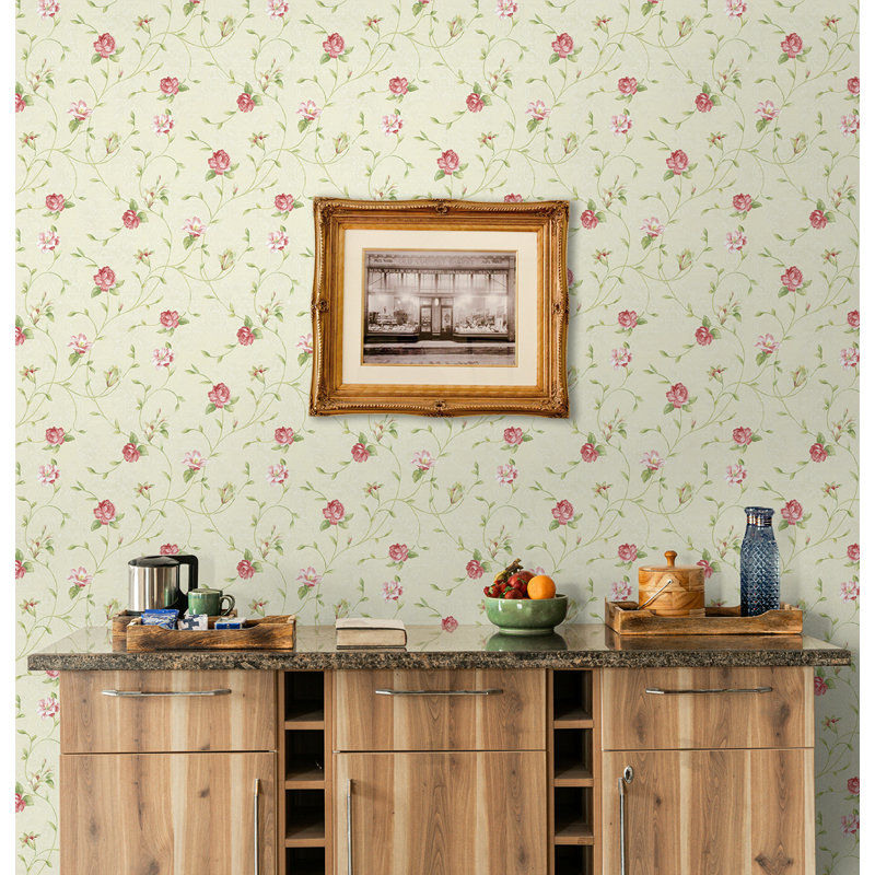 Papier peint Seabrook Designs Parterre, Champagne métallique / rubis