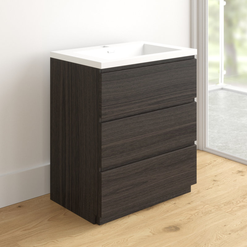 Ensemble de meuble-lavabo simple 29 po Ninel, Chêne gris foncé