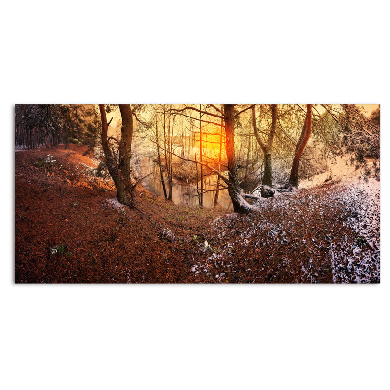 Première neige dans un paysage de forêt d'automne - photographie sur toile, H 24 po x l 36 po x P 1 po, Toile tendue