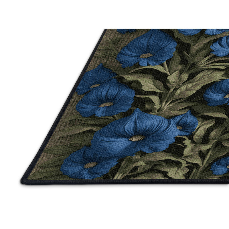 Tapis gris botanique lavable à la machine, Carré 6 pi