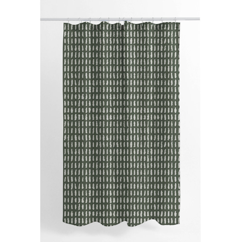 Pasture Play Ultra-Thin Lightweight Shower Curtain, Green/Chimichurri Striped