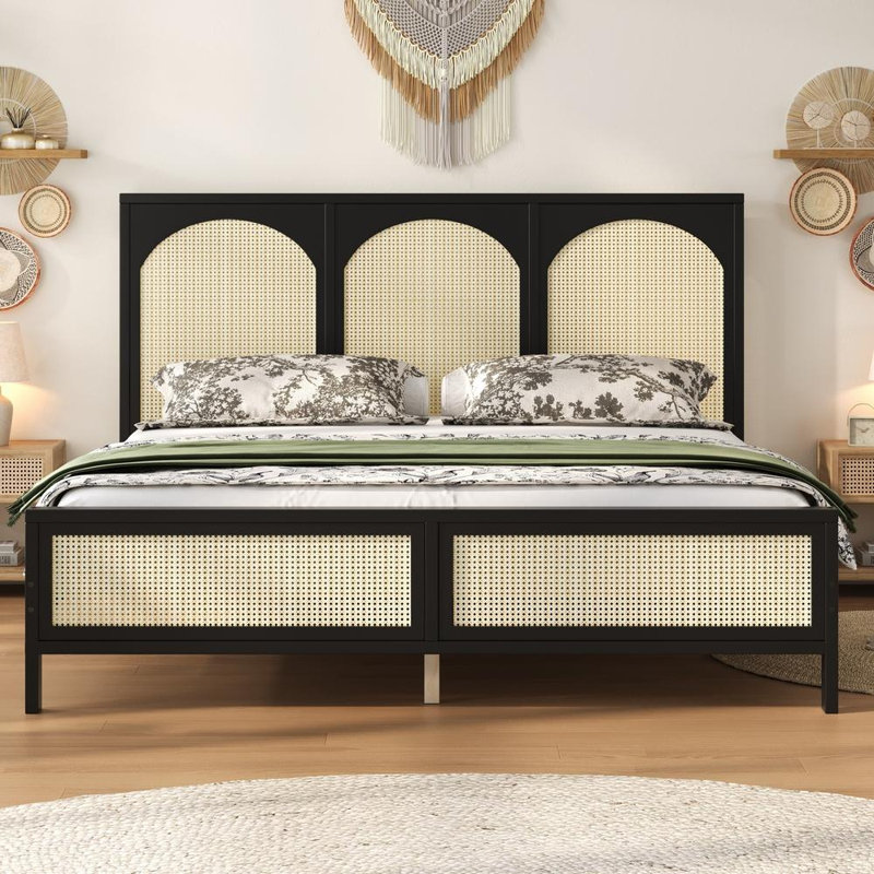Solid Wood Platform Bed, Black