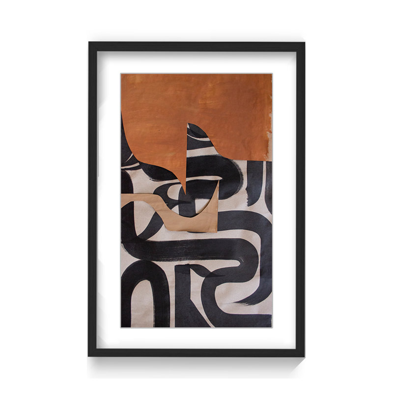 Gai: A Symphony Of Abstraction, 30" H x 24" W x 1.125" D, Black, Framed Matted Print
