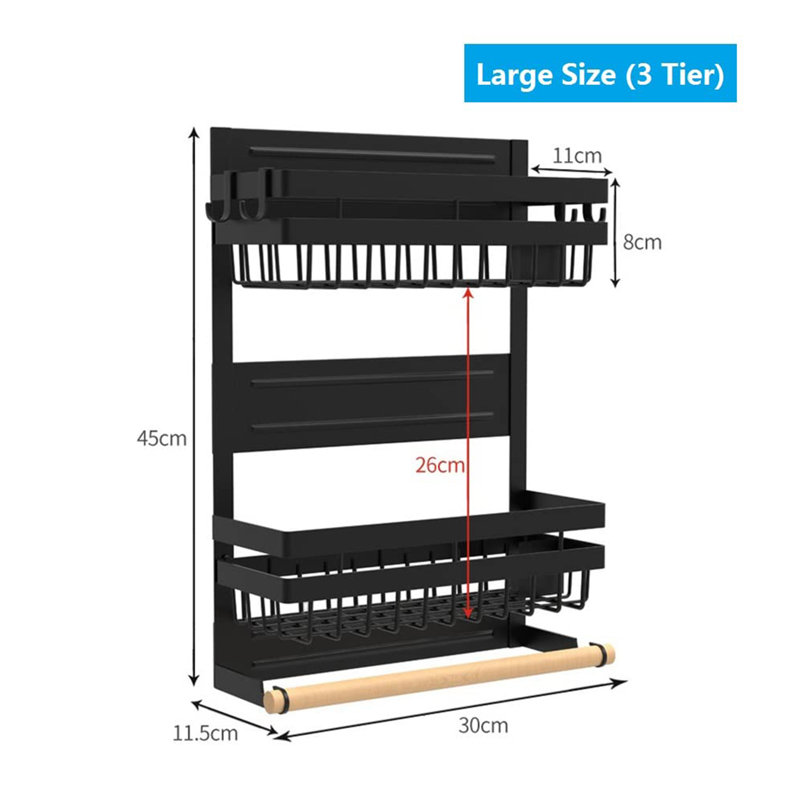 Wall Mounted Required Spice Rack, Black