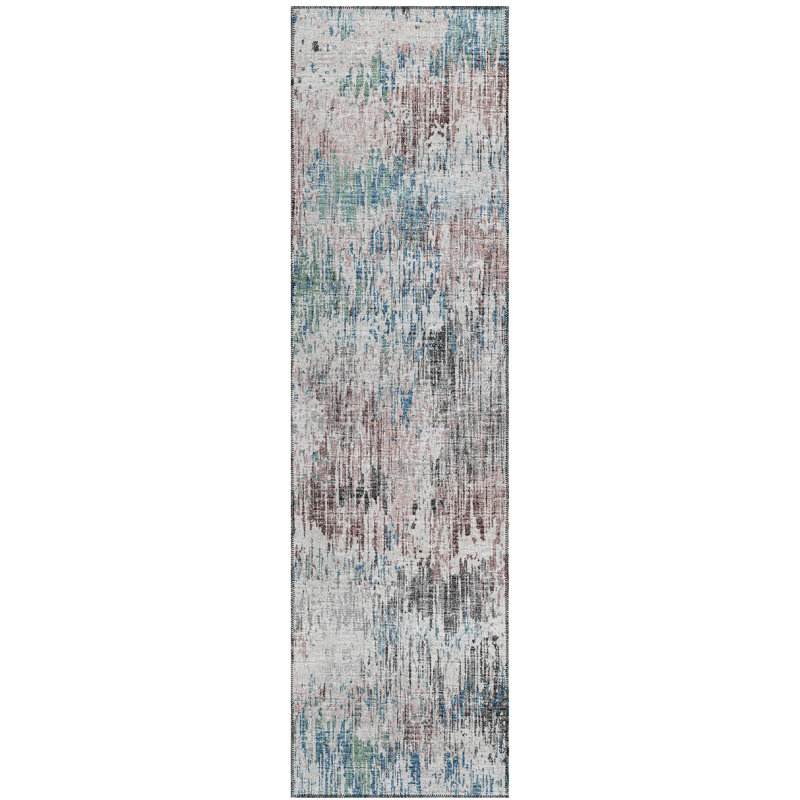 Tapis intérieur / extérieur bleu en polyester tissé à la machine Yakita, Tapis de couloir 2 pi 3 po x 7 pi 6 po
