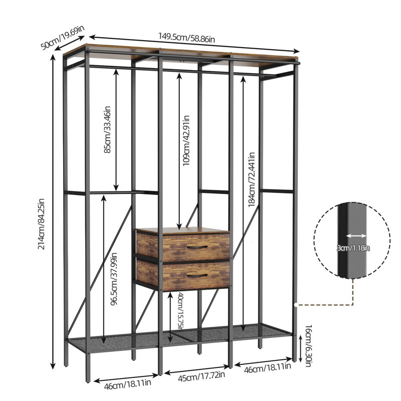 Annaluiza 149.5cm Clothing Rack