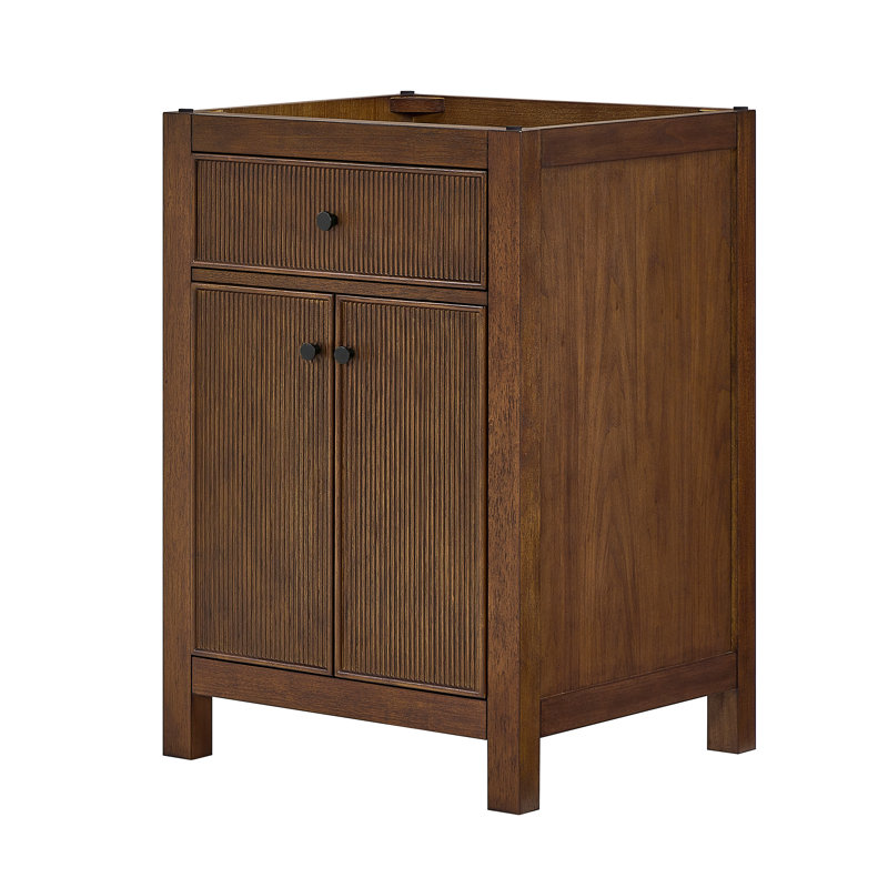 Pendry 23.25" Freestanding Single Bathroom Vanity Base Only, Dark Walnut, Matte Black