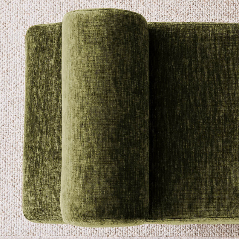 Banc rembourré en chenille l 60 po, Vert