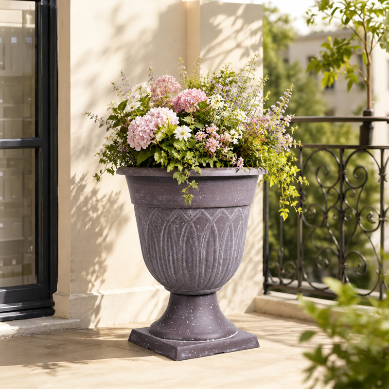 2 pots de fleurs en plastique classique pour urne, décor de jardin intérieur ou extérieur, grande terrasse de vase dans un pot de fleurs