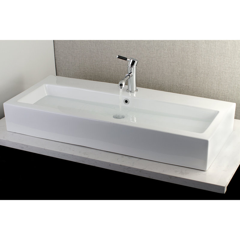 Kingston Brass Anne 39-Inch Porcelain Rectangular Vessel Sink (Single-Hole)
