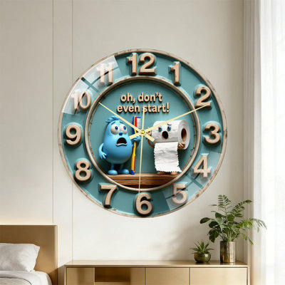 Horloge murale avec personnages de dessins animés et art textuel - Horloge murale moderne en verre 16 po