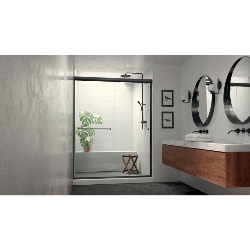 Porte de douche demi-cadre E 56 "x H 75" Ese, Vers la droite