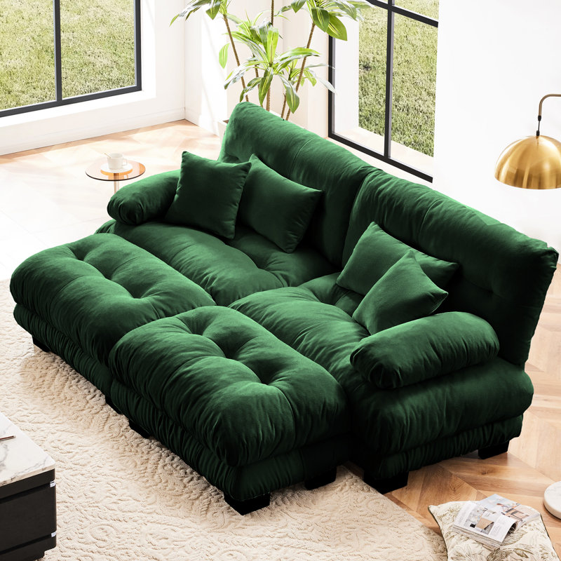 Nuage en chenille 2 places avec combinaison flexible, repose-pieds et dossier confortable pour un canapé-lit à usage domestique, coussins de haute qualité, soutien lombaire