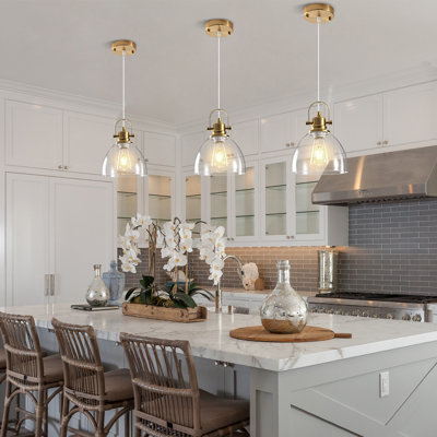  3-Light 7.5” Modern Dimmable Cylinder Pendant Light With Clear Glass Shade