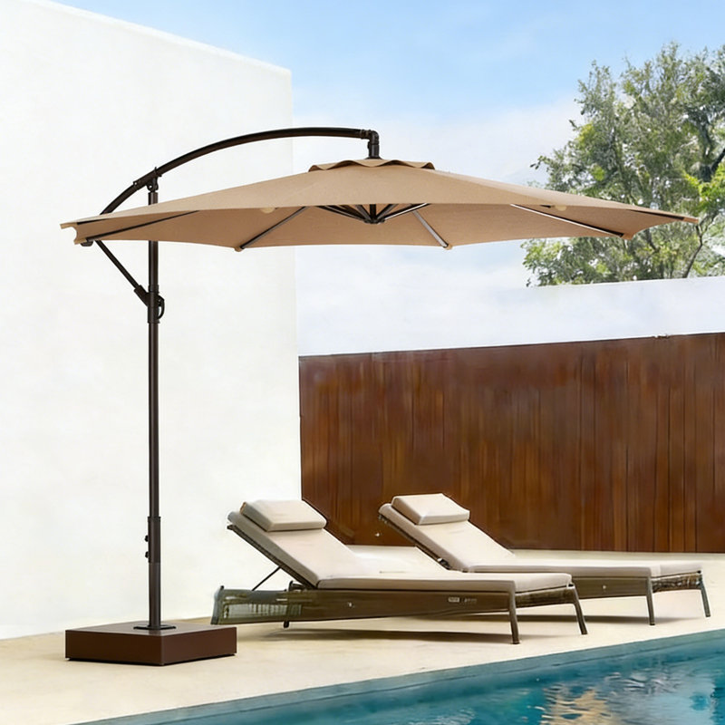 Parasol en porte-à-faux 120 po Leshea, Brun clair