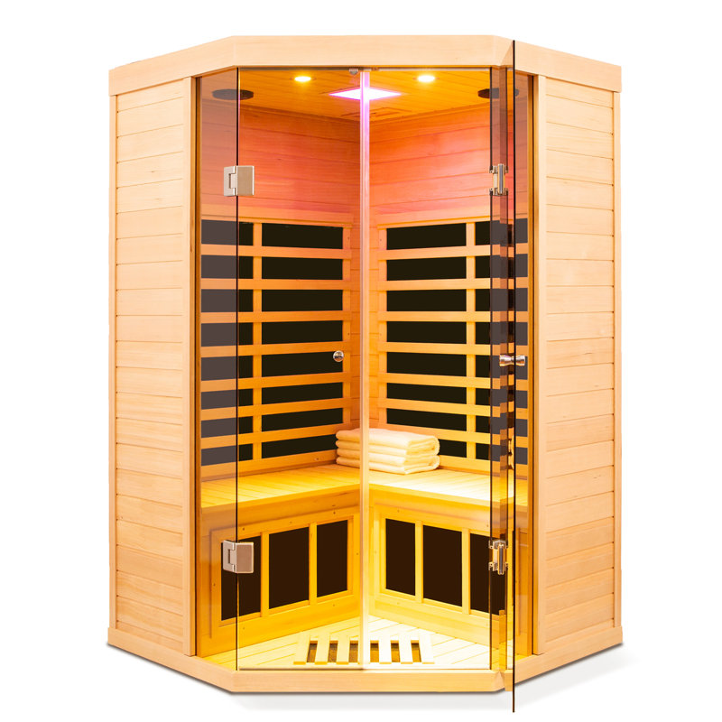 Deux places pour sauna en angle infrarouge lointain transparent