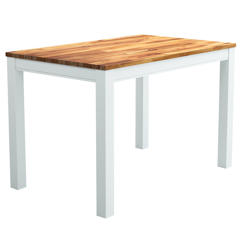 Table de salle à manger Swoppmokk, acacia, huilé / peint en noir, Blanc