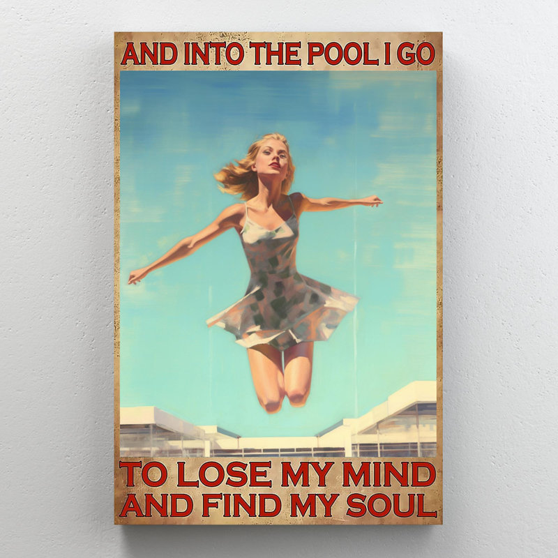 «And Into The Pool I Go», ensemble de 1 rectangles et Into The Pool I Go, ensemble de 1 reproductions d'art sur toile tendue