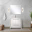 Meuble-lavabo blanc 36 po X P 20 po D, dessus en quartz blanc et robinet en métal-117978710-117978711