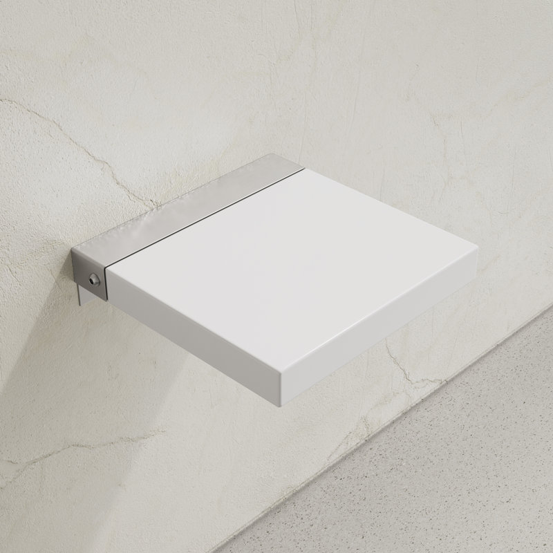 Siège de douche mural 14 po x 13 po pliable rembourré en similicuir blanc Avenir