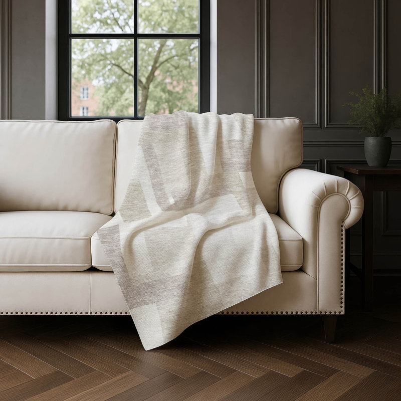 Jeté Sherpa ASB740 moderne lavable à la machine Addison, Beige