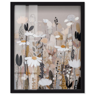 «Doodled Garden I Shadowbox Print Farmhouse» par Art Remedy, cadre noir, 16 x 20