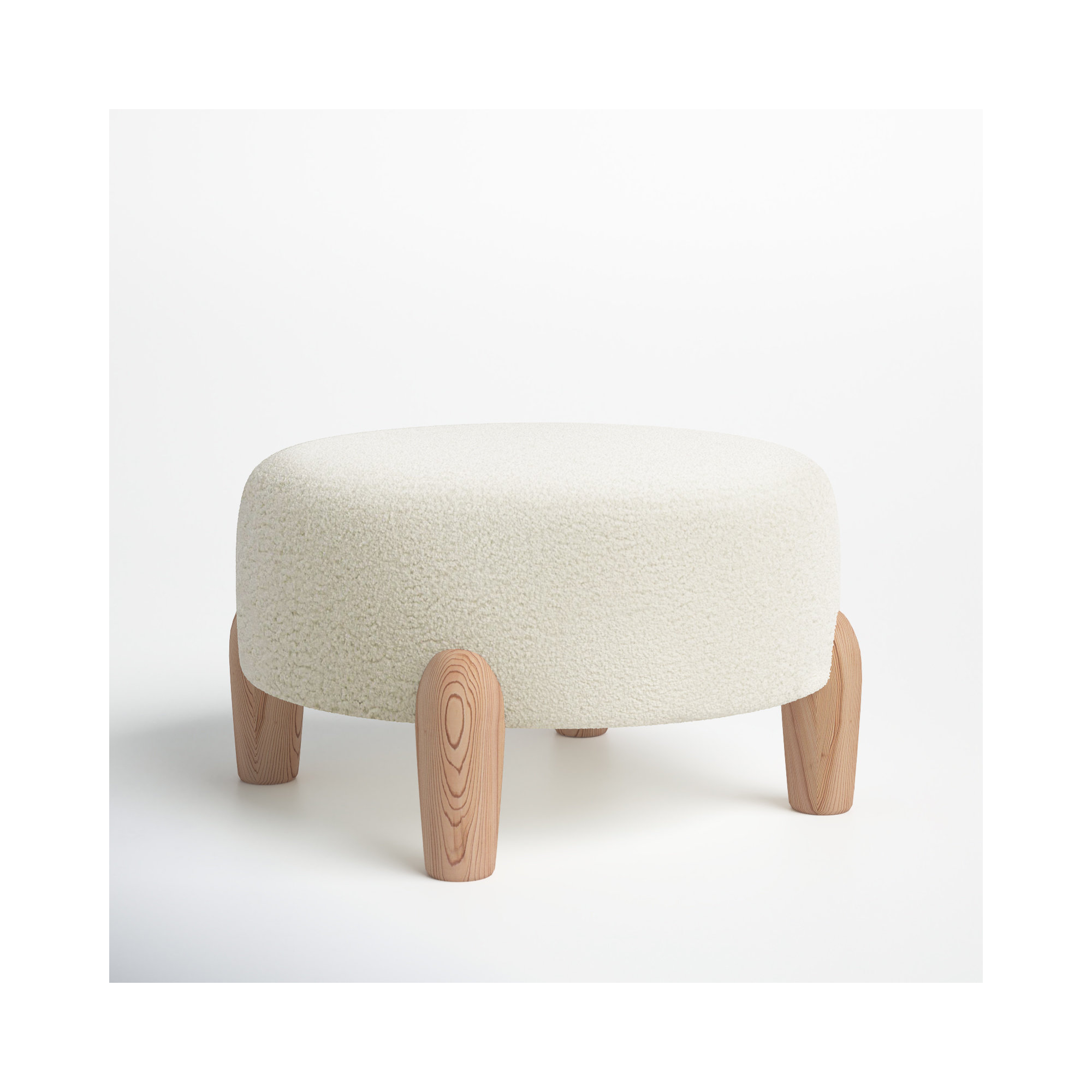 Geddes Upholstered Ottoman, Brown, Ivory Sherpa