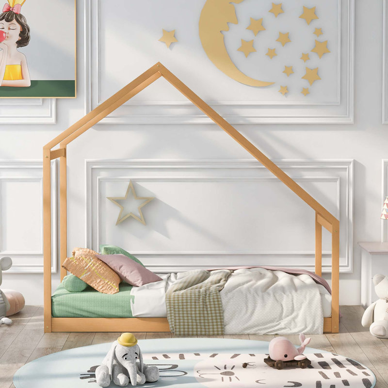 Lit en bois sans lattes, Naturel, Simple