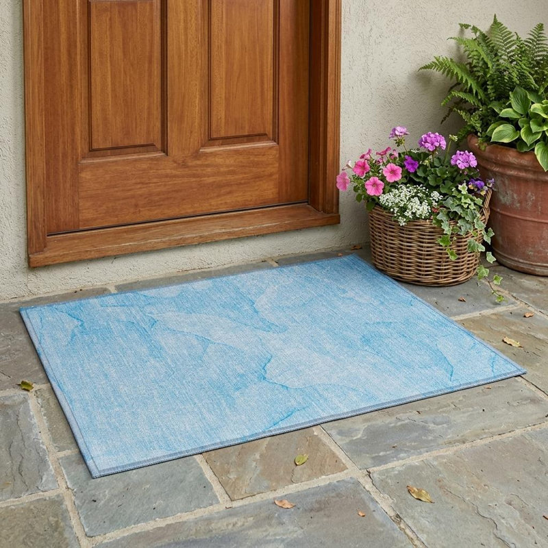 Tapis extérieur lavable antidérapant bleu 2 pi x 3 pi