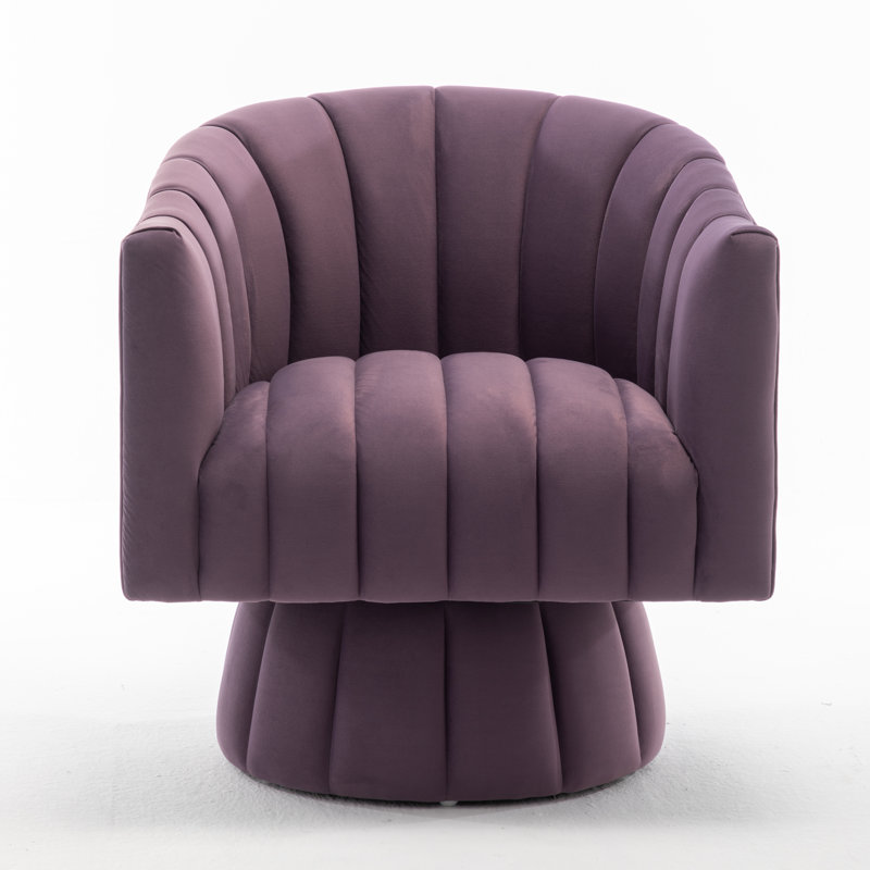 Murrow Upholstered Swivel Barrel Chair, Purple Velvet