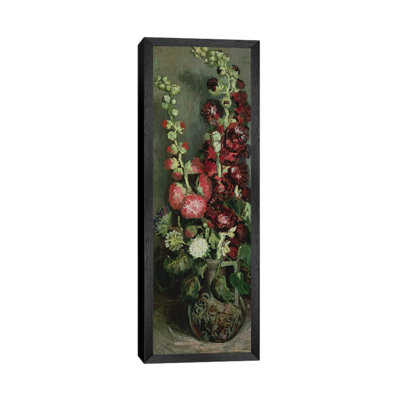 Vase Of Hollyhocks, 1886 by Vincent Van Gogh - Floater Frame Panoramic Painting on Canvas