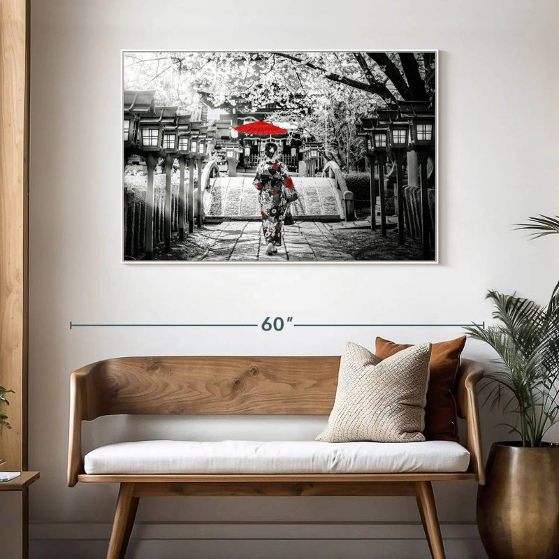 Geisha Pop, Cadre flottant blanc, 46 po x 31 po