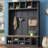 Farmhouse Wooden Hall Tree With Storage Bench, 13 Compartments Shoe Cabinet, 6 Hooks Coat Rack For Entryway-1164651410