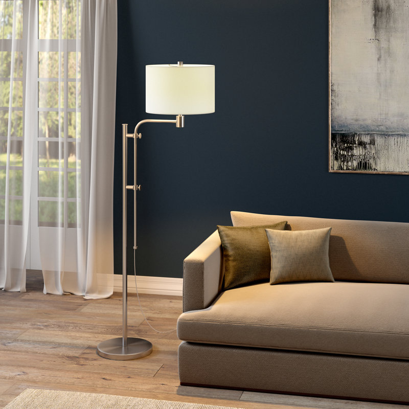Polly 72'' Swing Arm Floor Lamp, Brushed Nickel