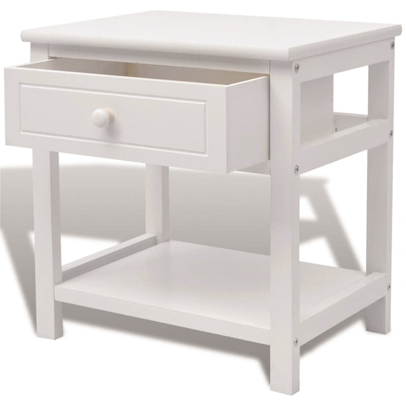 Spears 40cm W Manufactured Wood Bedside Table, White
