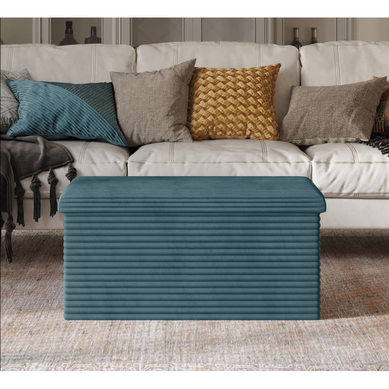 Banc de rangement rembourré Millett, Bleu