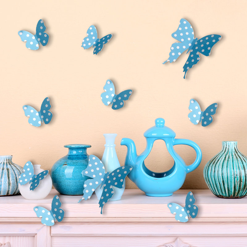 Autocollant mural papillons, Bleu