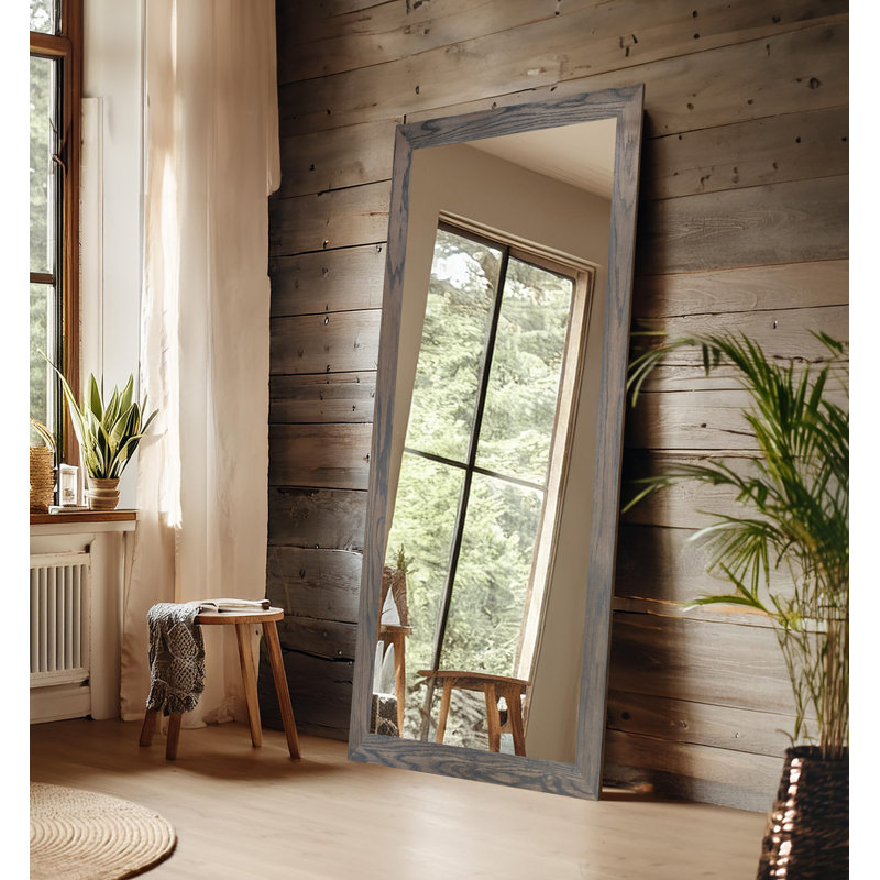 Miroir de plancher en bois franc Union Rustic Ozark, 78 po x 33 po, Gris carbone