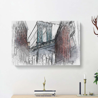 George Washington Bridge In Abstract - Wrapped Canvas Print