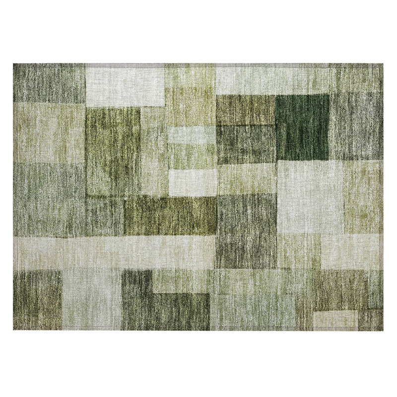 Sage Green Rectangular Washable Indoor/Outdoor Area Rug