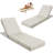 21in 2 Pcs Chaise Lounge Cushions Outdoor, Waterproof Furniture Cushions With Removable Cover, Beige/Blue-1386321982