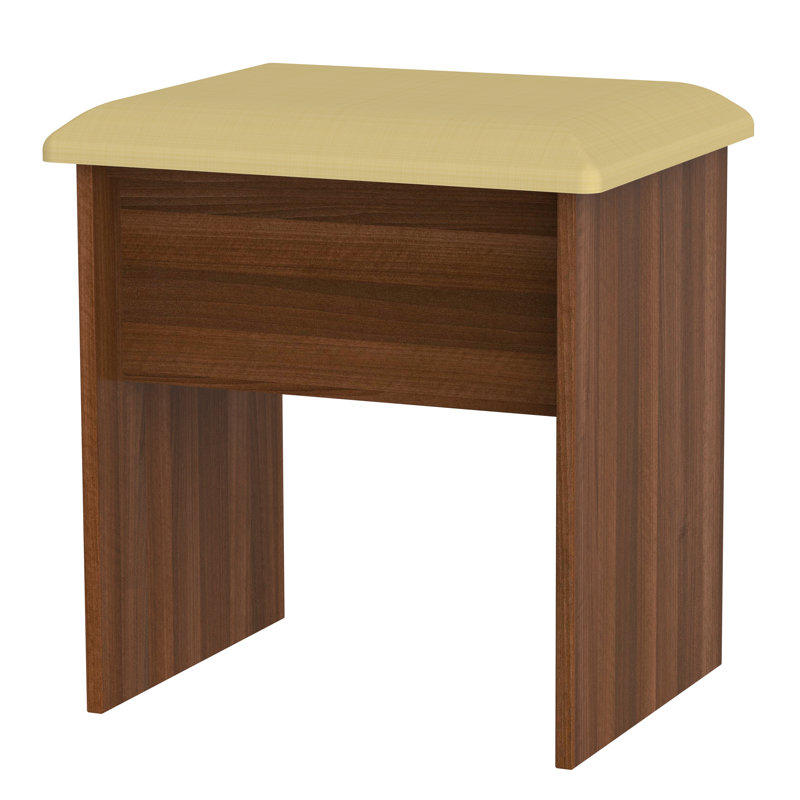 Fully Assembled Ratley Dressing Table Stool, Noche Walnut/Cream