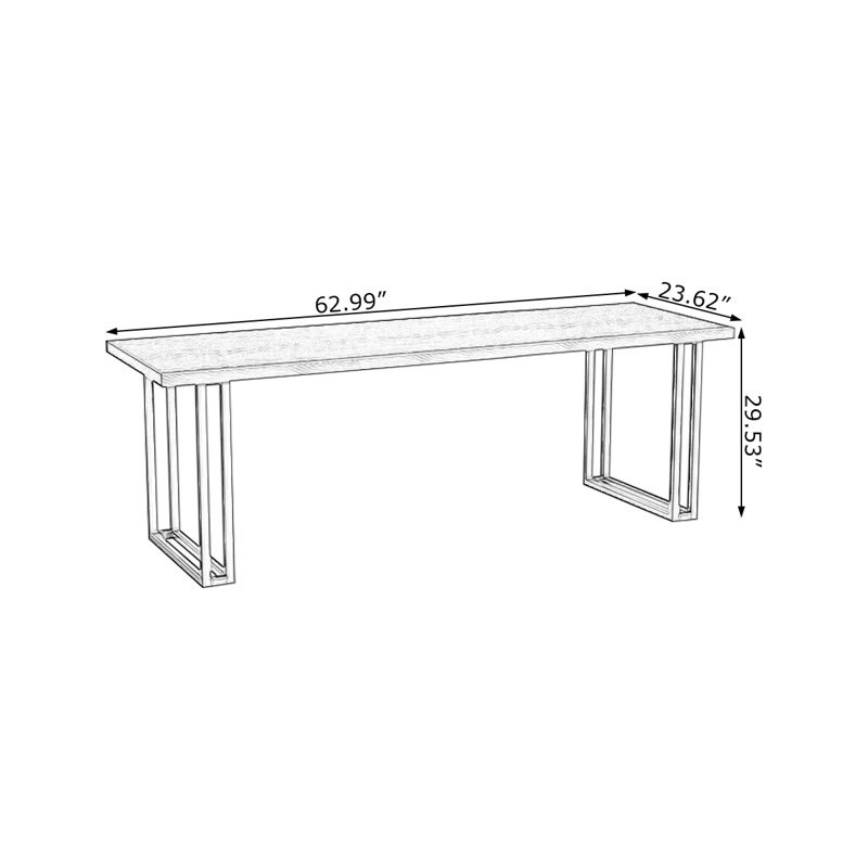 Bureau d'écriture rectangulaire en bois massif noir, H 29,53 po x l 62,99 po x P 23,62 po