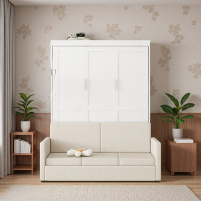 Grand lit escamotable mural avec coussin