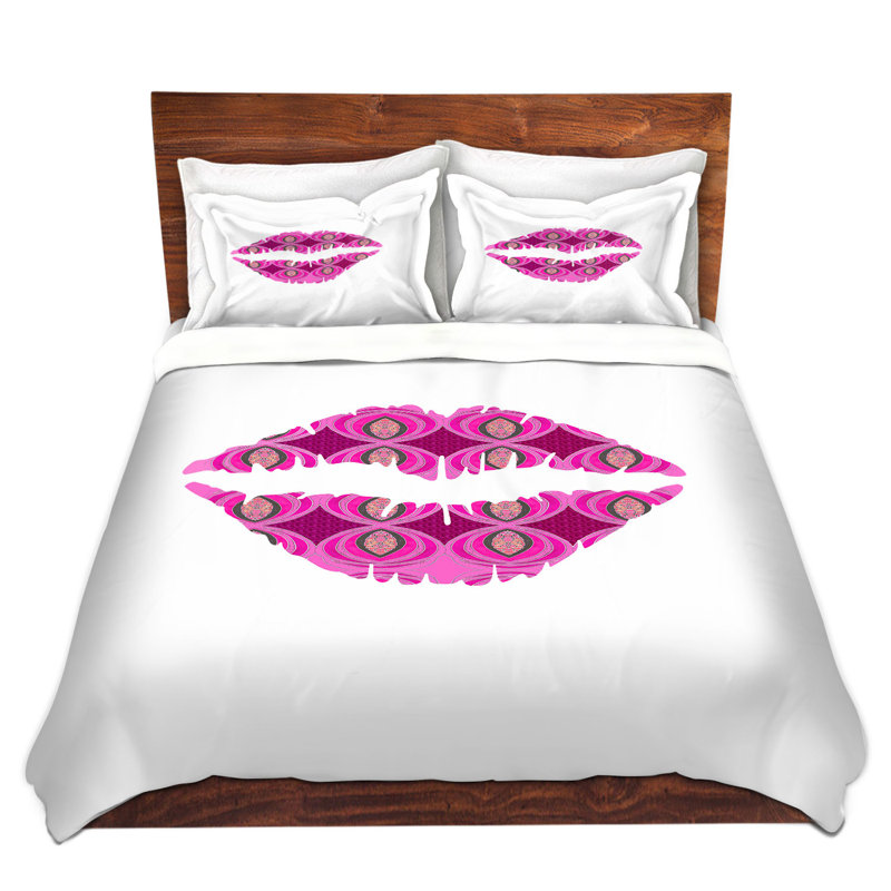 Ensemble de housse de couette lèvres, 1 housse simple + 1 taie standard